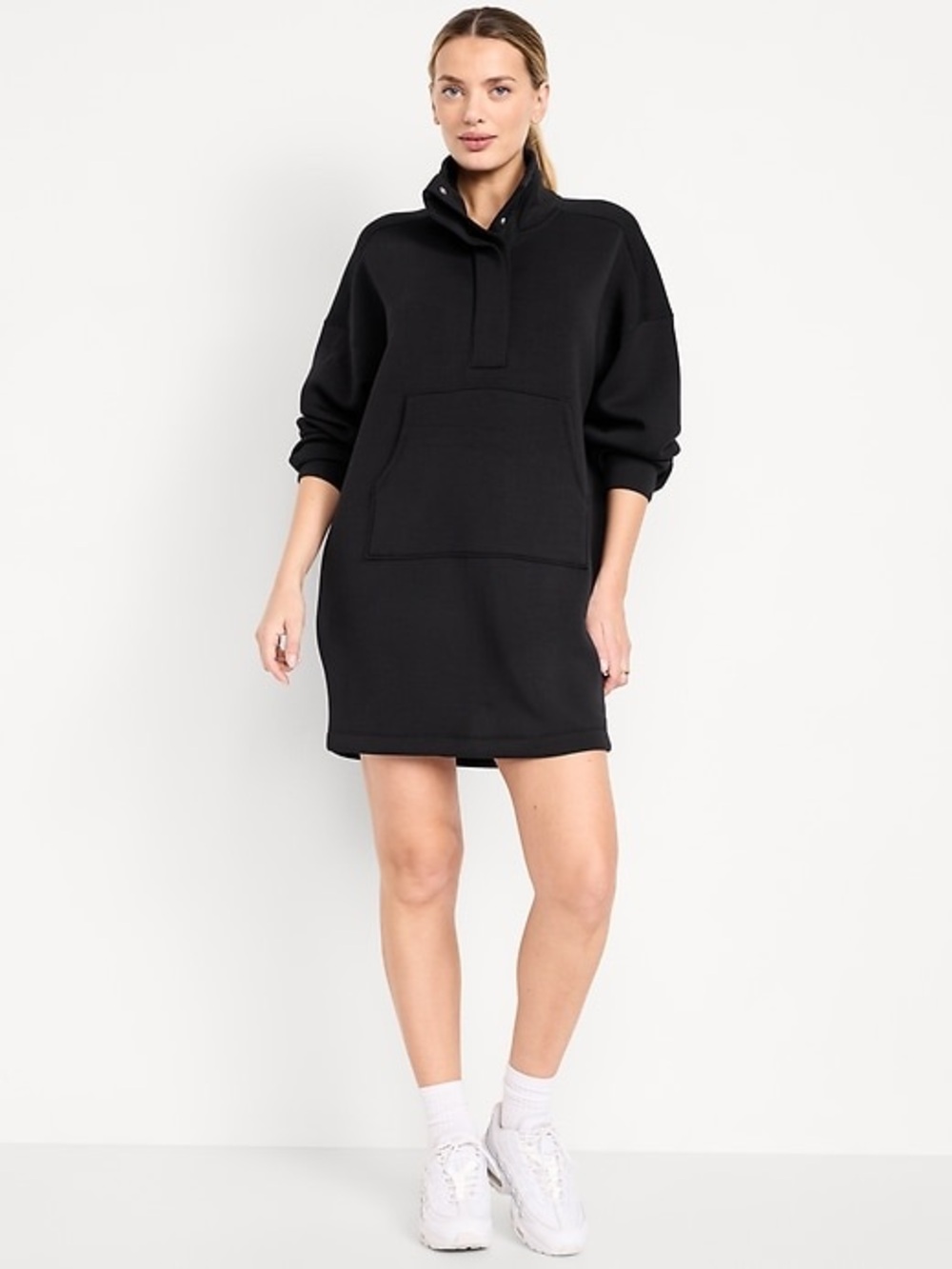 NWT Old Navy Bounce Fleece Oversized Snap-Front Tunic Sweatshirt Black Large